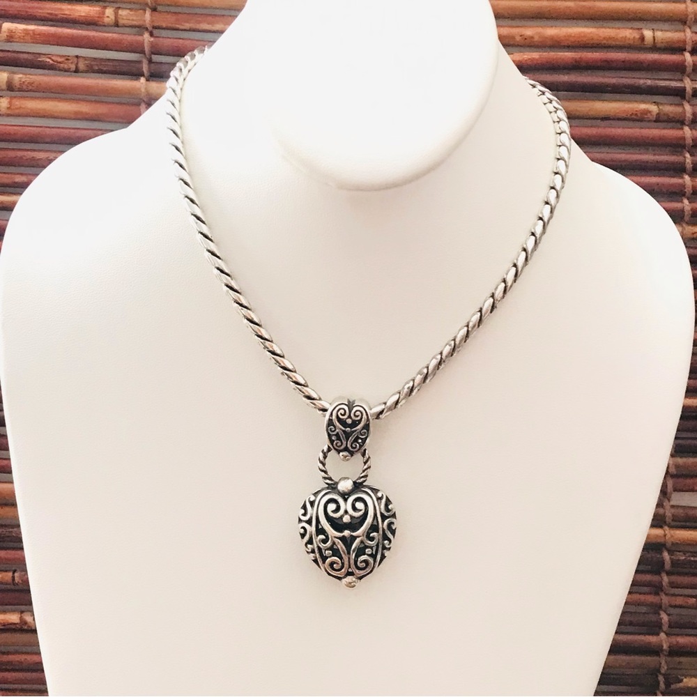 Brighton Large Filigree Puffy Heart Pendant Necklace